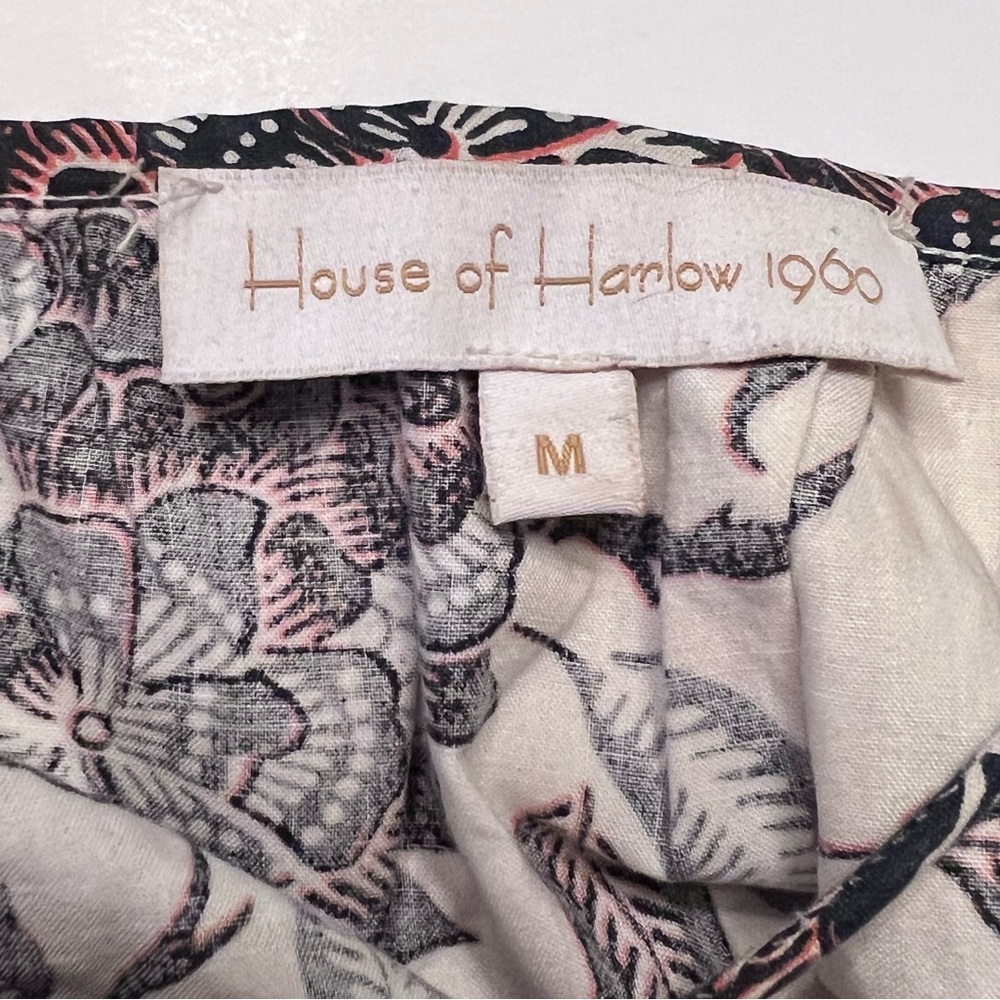 House of Harlow 1960 Ozzie Ivory Floral Print Puff Sleeve Mini Dress Size Medium - Picture 12 of 15
